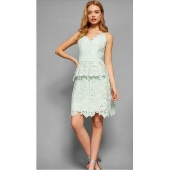 Ted Baker Nadiie Mint Lace Peplum Dress 6 - Picture 2 of 10